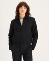 Front view of model wearing Beautiful Black Go Jacket, Regular Fit with Airweave.
