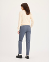Back view of model wearing Folkstone Gray Mid-Rise Collins Trouser with Sculpt, Slim FIt.