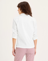 Back view of model wearing Lucent White 1-Pocket Shirt, Regular Fit.