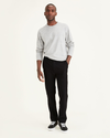Front view of model wearing Mineral Black Smart 360 Flex Comfort Knit Chino Pants, Slim Fit.