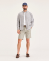Front view of model wearing Sahara Khaki Men's Supreme Flex Modern Chino Short.