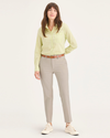Front view of model wearing Sahara Khaki Mid-Rise Collins Trouser with Sculpt, Slim Fit.