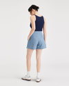 Back view of model wearing Amapola Women's Mini Skirt.