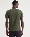 Back view of model wearing Army Green Men's Slim Fit Logo Tee.