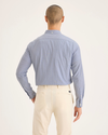 Back view of model wearing Artic Ice/Crown Blue Men's Slim Fit 2 Button Collar Shirt.