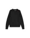 Front view of model wearing Beautiful Black Crewneck Sweater,  Regular Fit.