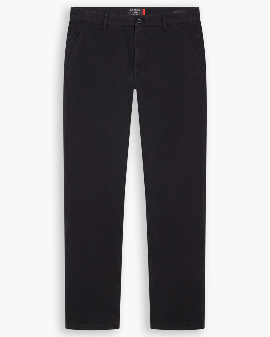 View of model wearing Beautiful Black Essential Chino Pants, Skinny Fit.