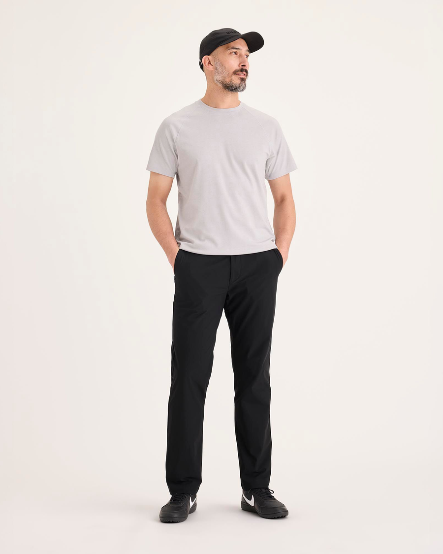 Front view of model wearing Beautiful Black Go Airweave Chino, Straight Fit.