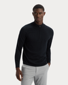 View of model wearing Beautiful Black Go Half-Zip Sweater, Regular Fit.
