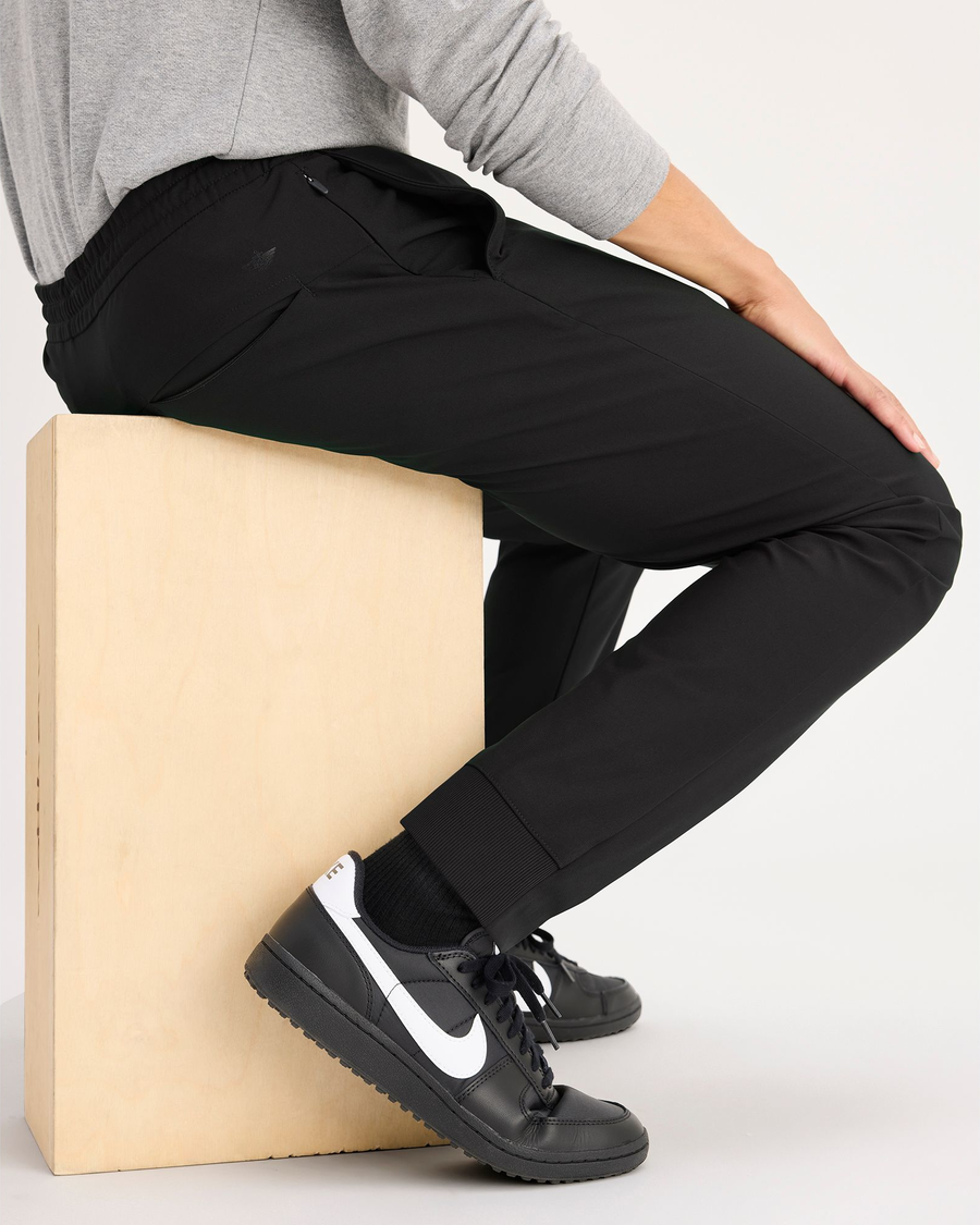 View of model wearing Beautiful Black Go Jogger, Slim Fit with Airweave.