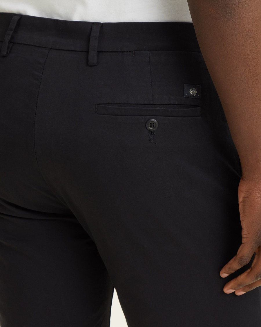 View of model wearing Beautiful Black Men's Supreme Flex Modern Chino Short.