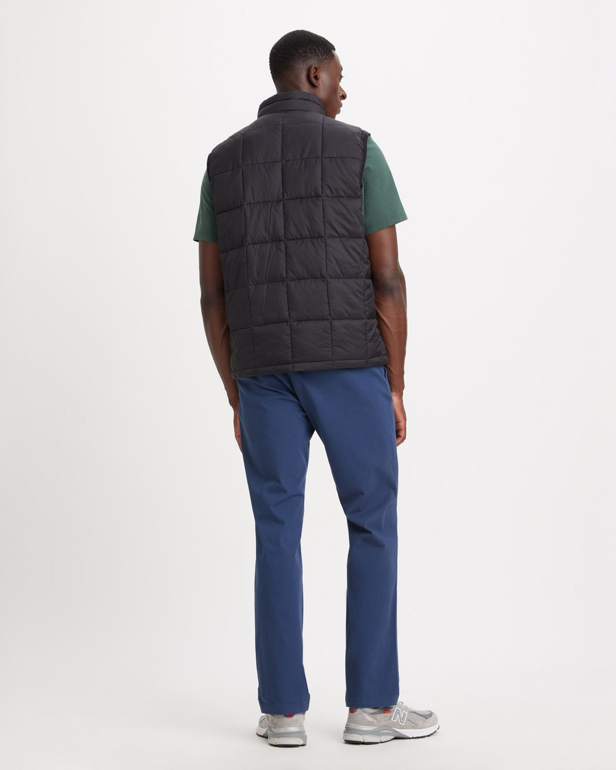 Back view of model wearing Beautiful Black Quilted Vest, Regular Fit.