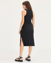Back view of model wearing Beautiful Black Women's Tank Dress.