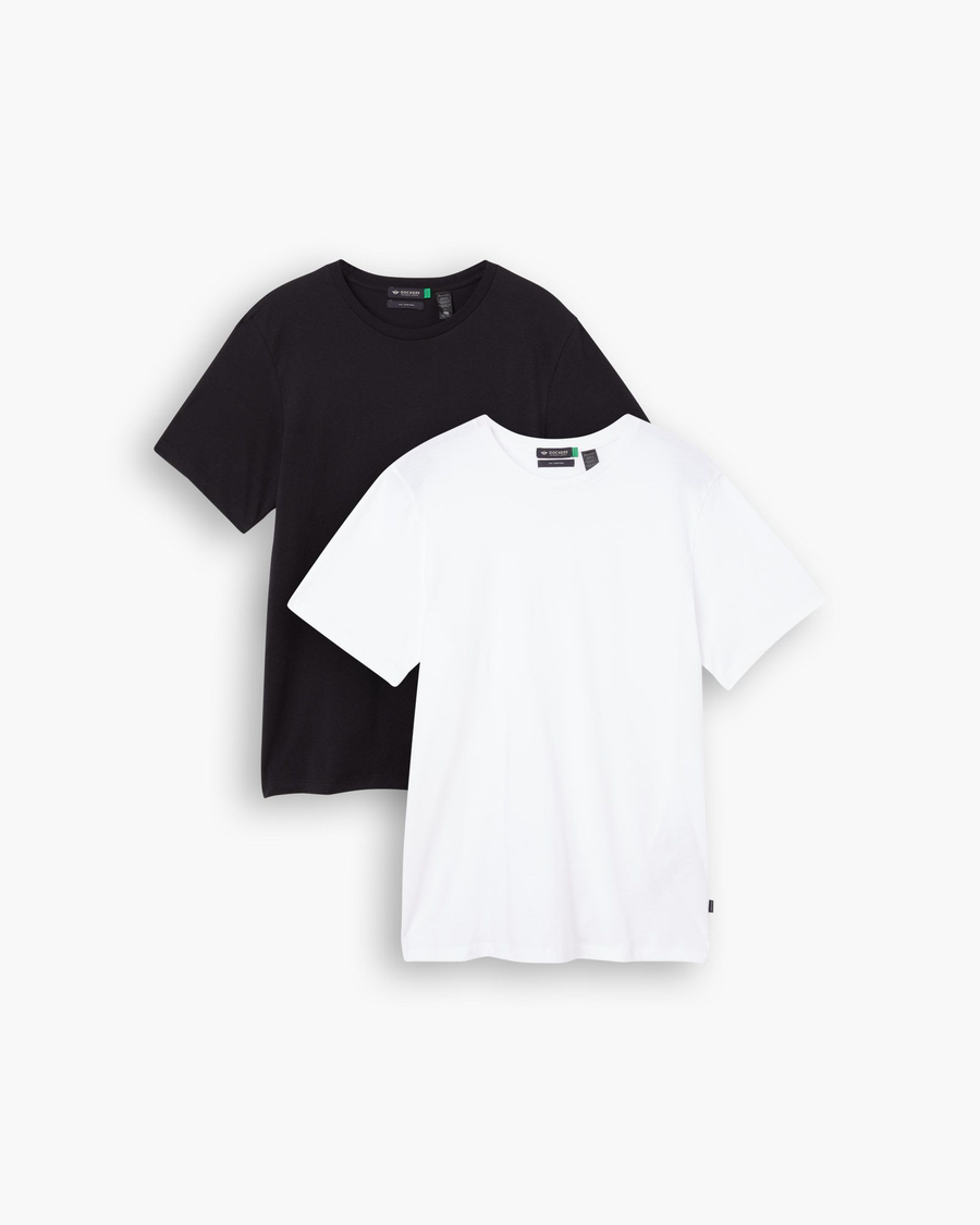 View of model wearing Beautiful Black & Lucent White 2 Pack Tee, Slim Fit.