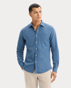 Front view of model wearing Bering Sea Icon Button Up Shirt, Slim Fit.