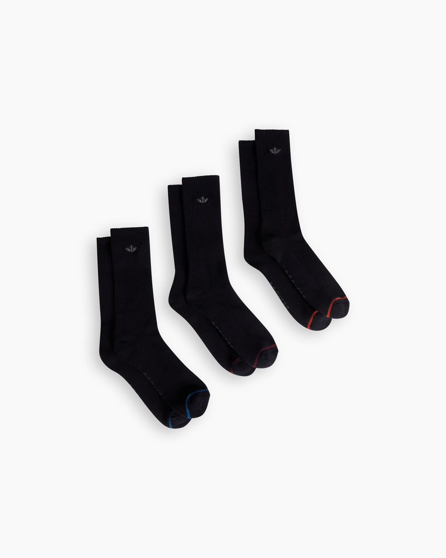 View of  Black Men's Knit Socks - 3 Pack.