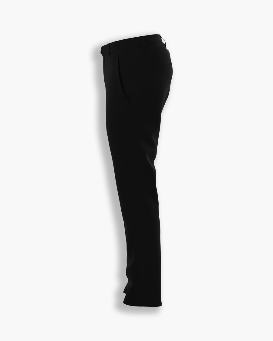 View of model wearing Black Men's Skinny Fit Smart 360 Flex Alpha Khaki Pants.