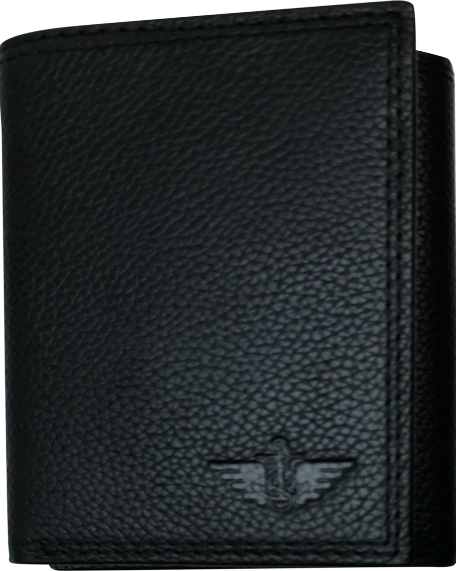 View of  Black Men's Trifold Wallet.