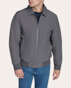 Front view of model wearing Boulevard Go Golf Bomber.