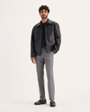 Front view of model wearing Burma Grey Signature Iron Free Khakis, Skinny Fit with Stain Defender®.
