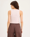 Back view of model wearing Calcite Rib Tank, Slim Fit.