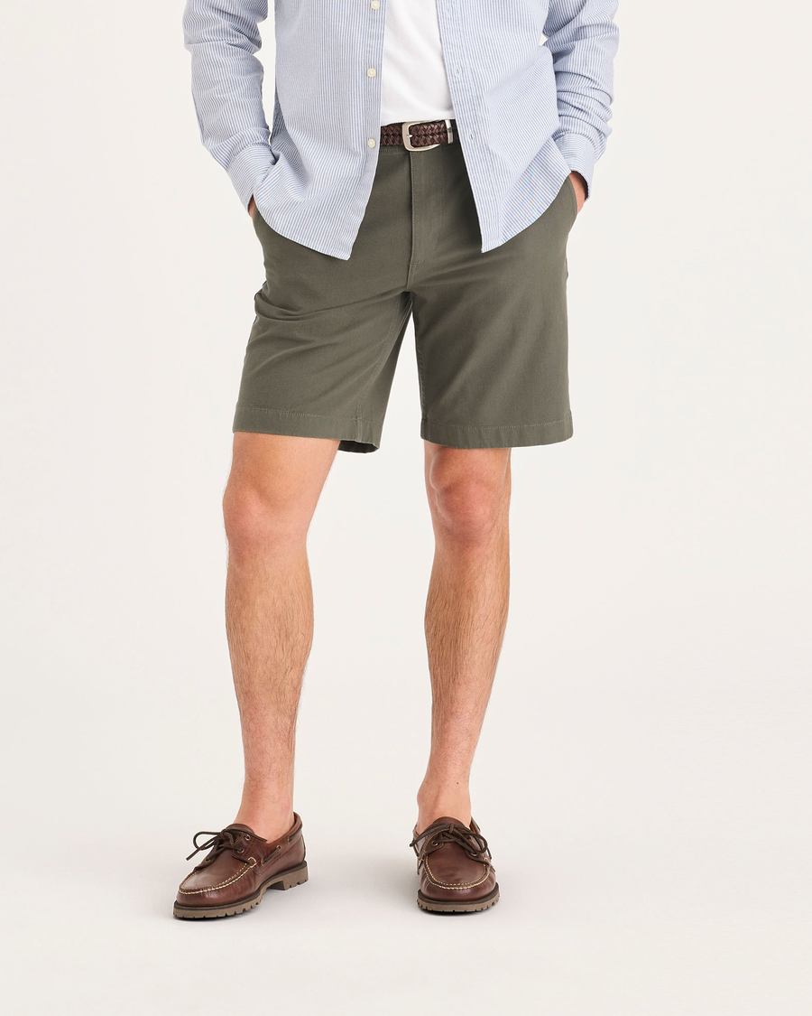 Front view of model wearing Camo Alpha Chino Shorts, Straight Fit.