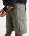 View of model wearing Camo Men's Cargo Shorts.