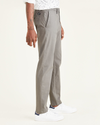 Side view of model wearing Car Park Grey Crafted Khaki Pants, Tapered Fit.