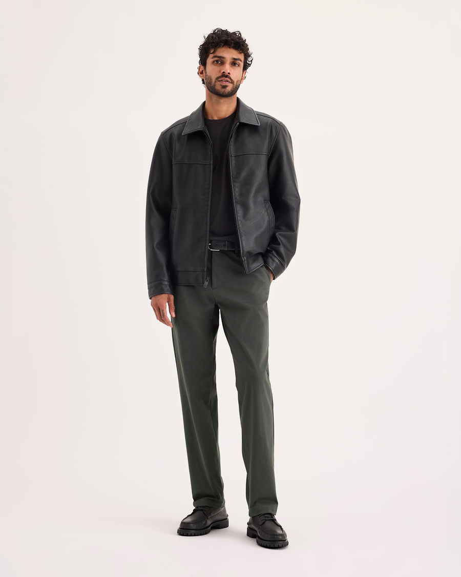 Front view of model wearing Chimera Crafted Khaki Pants, Slim Fit.