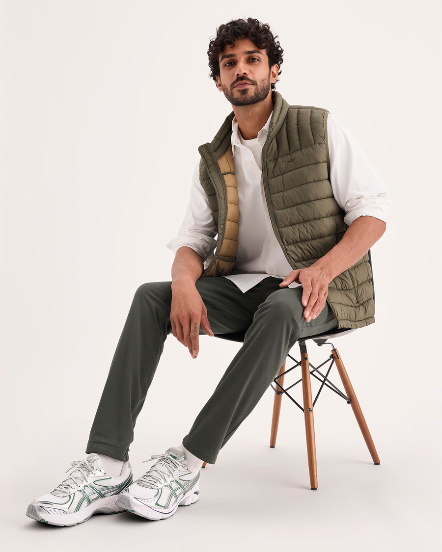 View of model wearing Chimera Go Activeflex Chino, Skinny Fit.