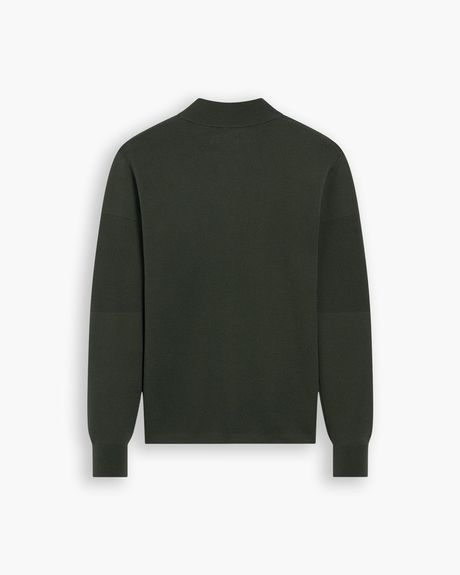 View of model wearing Chimera Quarter Zip Sweater, Regular Fit.