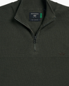 View of model wearing Chimera Quarter Zip Sweater, Regular Fit.