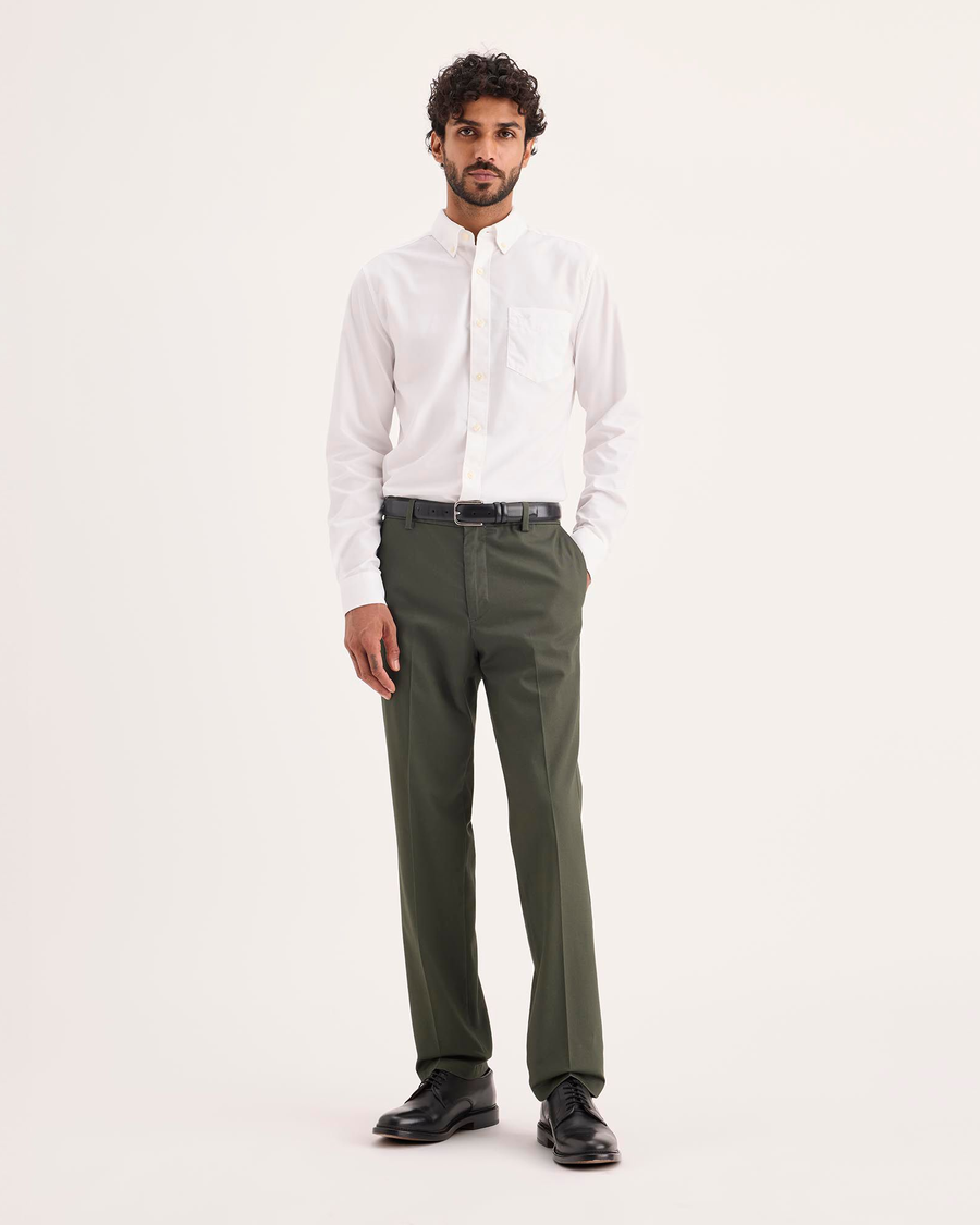 Front view of model wearing Chimera Signature Iron Free Khakis, Slim Fit with Stain Defender®.