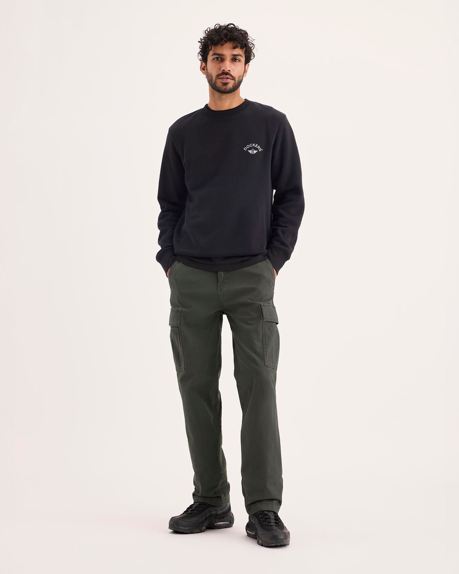 Front view of model wearing Chimera Utility Cargo Pant, Straight Fit.
