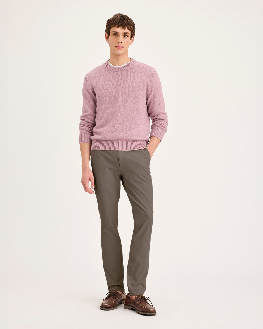 Front view of model wearing Chocolate Chip Essential Chino Pants, Skinny Fit.