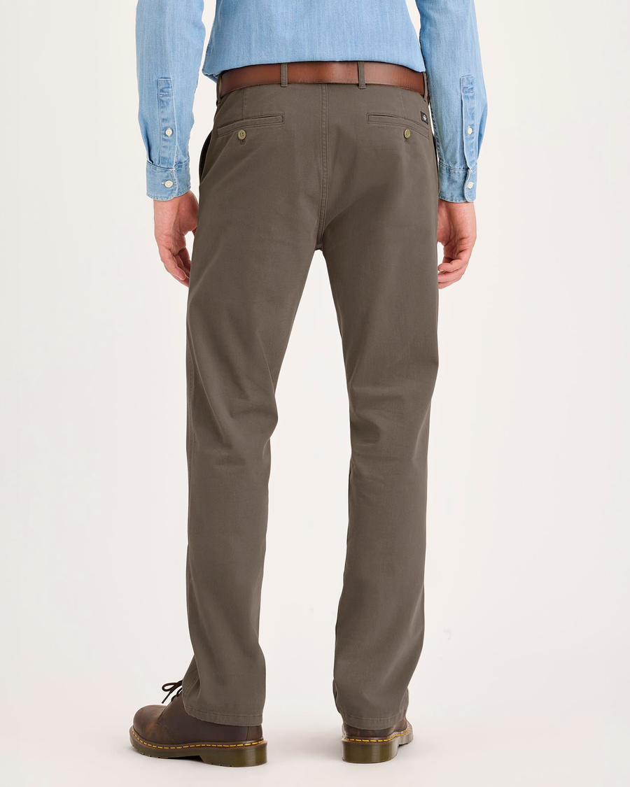 Back view of model wearing Chocolate Chip Essential Chino Pants, Slim Fit.