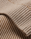 View of model wearing Cream Plaited Crewneck Sweater, Relaxed Fit.