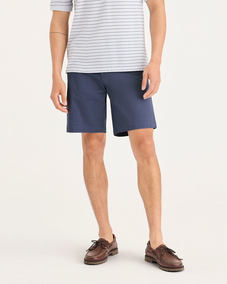 Front view of model wearing Crown Blue Men's Straight Fit Ultimate Short.