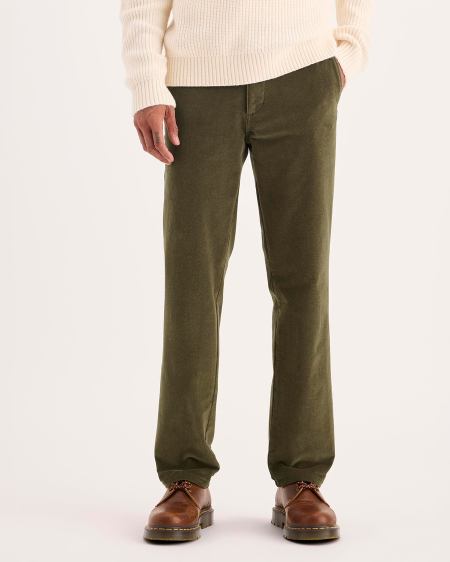 Front view of model wearing Dark Moss Ultimate Chino Pants with Smart 360 Flex™, Slim Fit.