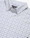 View of model wearing Delano Lucent White Bel Air Blue Oxford Shirt, Slim Fit.
