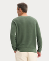 Back view of model wearing Duck Green Crewneck Sweater, Regular Fit.