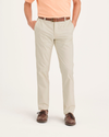 Front view of model wearing Dusty Yellow Men's Slim Fit Smart 360 Flex Ultimate Chino Pants.