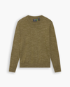View of model wearing Fantasy Space Dye Dark Moss Crewneck Sweater,  Regular Fit.