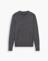 View of model wearing Fantasy Space Dye Thunderstorm Gray Crewneck Sweater,  Regular Fit.