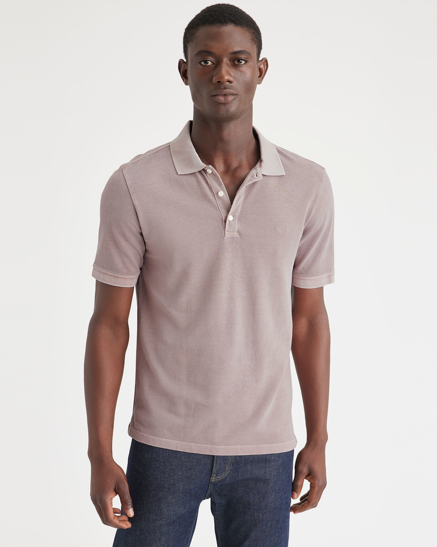 Front view of model wearing Fawn Men's Slim Fit Original Polo.