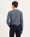 Back view of model wearing Folkstone Gray Crewneck Sweater, Regular Fit.