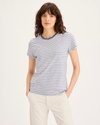 Front view of model wearing Folkstone Gray Favorite Tee Shirt, Slim Fit.