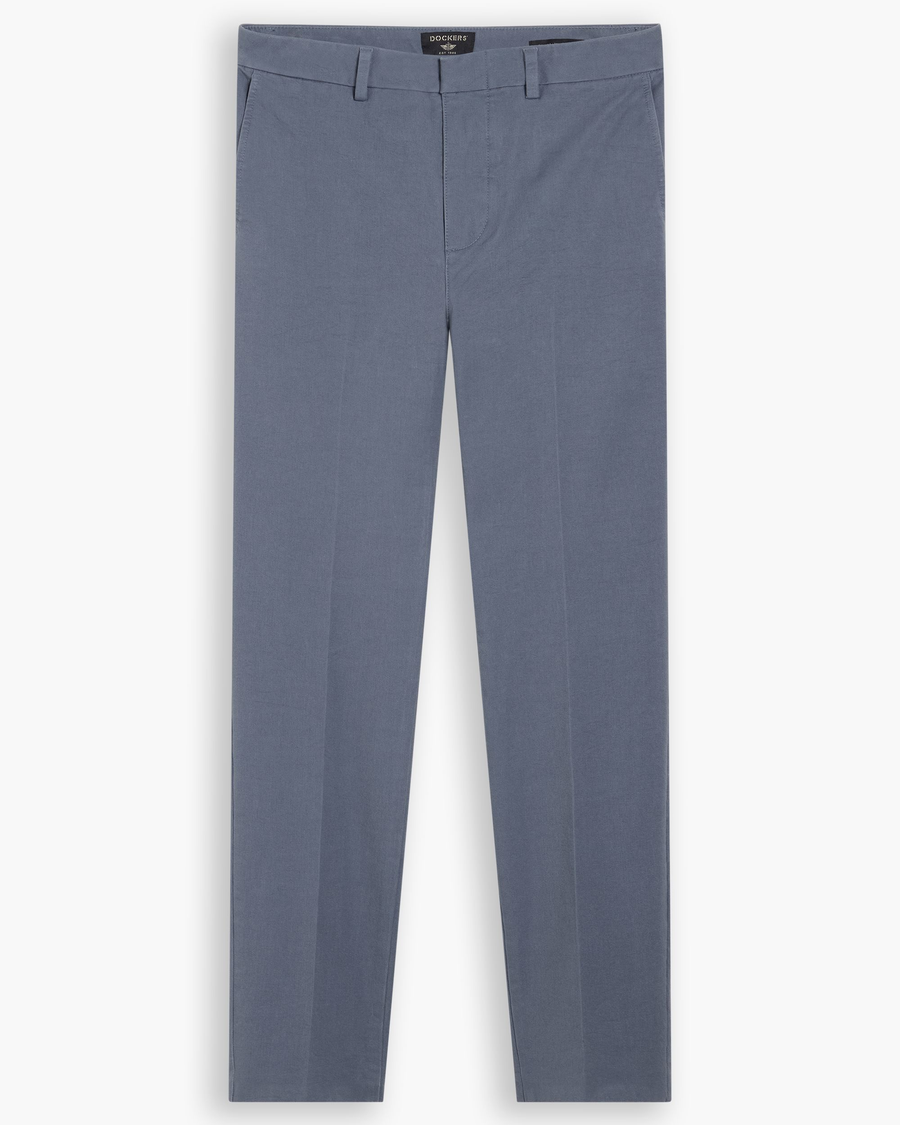 View of model wearing Folkstone Gray Mid-Rise Collins Trouser with Sculpt, Slim FIt.