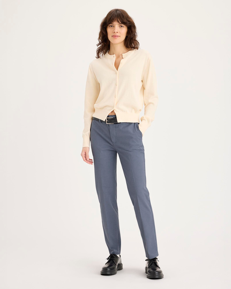 Front view of model wearing Folkstone Gray Mid-Rise Collins Trouser with Sculpt, Slim FIt.