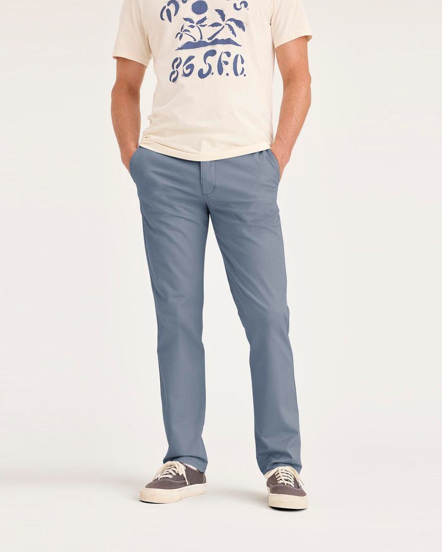 Front view of model wearing Folkstone Gray Original Chino Pants, Slim Fit.